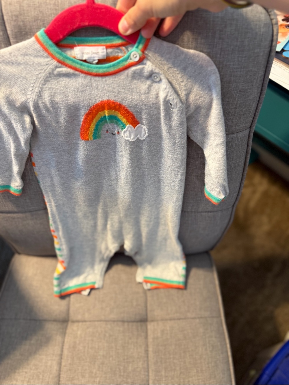 Gray Baby One-Piece with Rainbow Applique